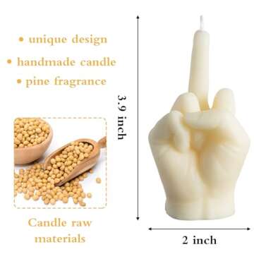 6sisc Middle Finger Scented Candle Danish Pastel Room Decor Aesthetic Pine Fragrance Soy Wax Aromatherapy Hand Gesture Candles Desk Statues Sculpture Decorations Gift for House Bedroom Supplies Milky