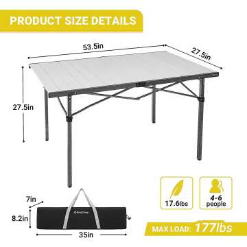 Portable Aluminum Camping Table - Lightweight & Foldable