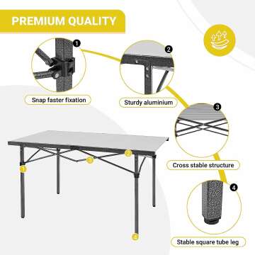 Portable Aluminum Camping Table - Lightweight & Foldable