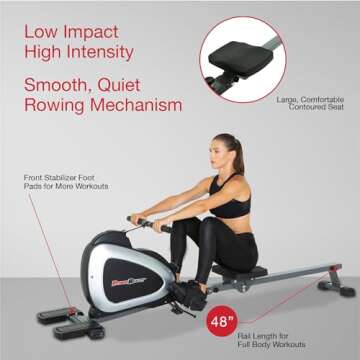 Fitness Reality Magnetic Rowing Machine with Bluetooth Workout Tracking Built-In, Additional Full Body Extended Exercises, App Compatible, Tablet Holder, Rowing Machines for Home Use