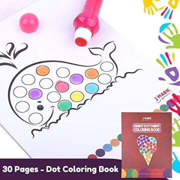 J MARK Jumbo Washable Dot Markers for Toddlers –Dabbers (3 Oz each) with Educational Activity Book – Dot Markers Washable -Easy Grip Bingo Daubers for kids, Arts Crafts Dot Markers for Kids