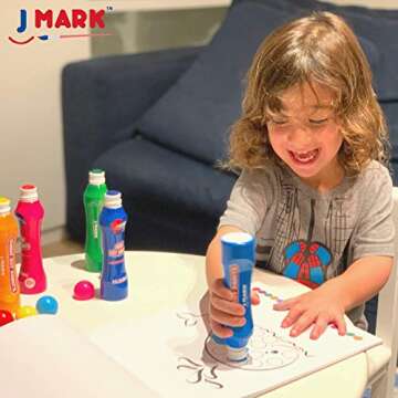 J MARK Jumbo Washable Dot Markers for Toddlers –Dabbers (3 Oz each) with Educational Activity Book – Dot Markers Washable -Easy Grip Bingo Daubers for kids, Arts Crafts Dot Markers for Kids