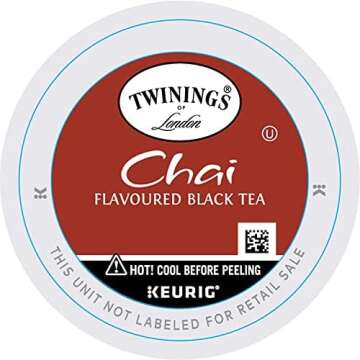 Twinings Chai Black Tea K-Cup Pods for Keurig, 12 Count (Pack of 6), Naturally Sweet, Savoury Spice Flavour, Caffeinated, Enjoy Hot or Iced