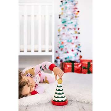 Pearhead Wooden Christmas Tree Stacking Toy, Holiday Nursery Décor & Stacking Rings for Baby, Perfect for Festive Playtime, Seasonal Celebrations, and Christmas-Themed Developmental Fun