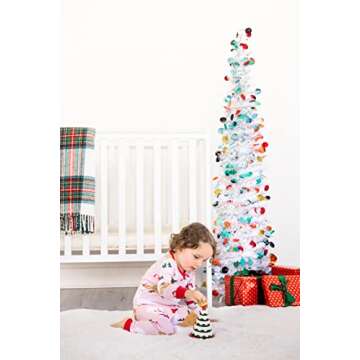 Pearhead Wooden Christmas Tree Stacking Toy, Holiday Nursery Décor & Stacking Rings for Baby, Perfect for Festive Playtime, Seasonal Celebrations, and Christmas-Themed Developmental Fun