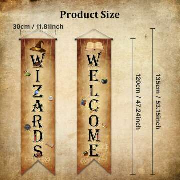 Wizards Porch Signs Magical Wizard Banner Wizards Door Sign Sets Hanging banner Decorations Wizard Party Decoration Door Yard Party Wizard Staff Wizard Party Decorations Door Decors Backdrop