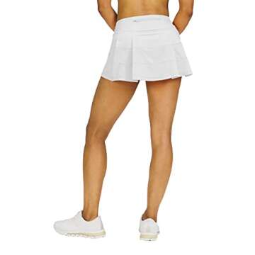 MEIVSO Women's Pleated Workout Tennis Skirts with Pockets Activewear Sports Skort Built-in Shorts White XS