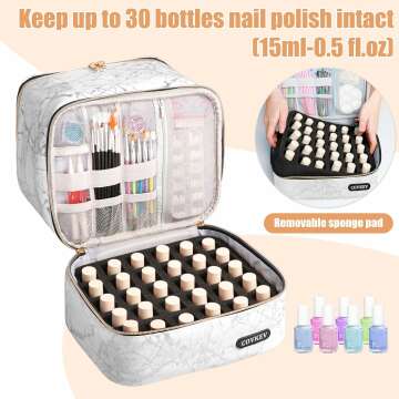 Nail Polish Organizer Bag - Portable PU Leather Case