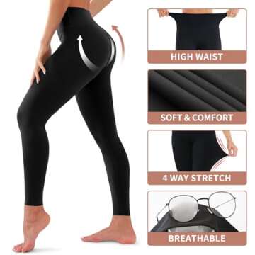 4 Pack Leggings for Women Butt Lift High Waisted Tummy Control No See-Through Yoga Pants Workout Running Leggings