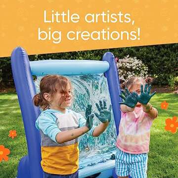 Hearthsong Double-Sided Inflatable Kids Art Easel, Outdoor & Indoor Paint Station, Creative Coloring, Drawing and Painting Art Easel for Kids and Toddlers, Ideal for Arts & Crafts Fun