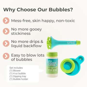 Innobaby Spike Bubble Blower with Mess Free Botanical Bubbles and Dipping Tray - Magic Wand Blows Oodles of Bubbles Without The Mess - Recommended for Speech, Visual & Motor Development