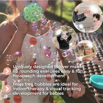 Innobaby Spike Bubble Blower with Mess Free Botanical Bubbles and Dipping Tray - Magic Wand Blows Oodles of Bubbles Without The Mess - Recommended for Speech, Visual & Motor Development