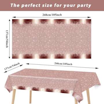 3pcs Pink Rose Gold Sequin Tablecloths for Birthdays & Events