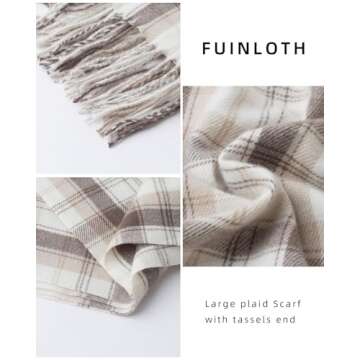 Fuinloth Large Plaid Scarf - Stylish Winter Wrap