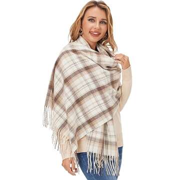 Fuinloth Large Plaid Scarf - Stylish Winter Wrap