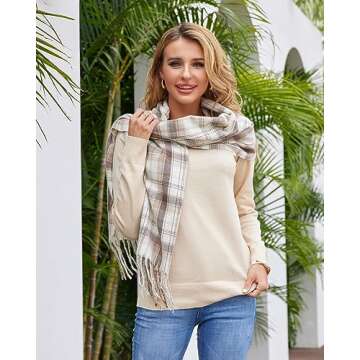 Fuinloth Large Plaid Scarf - Stylish Winter Wrap