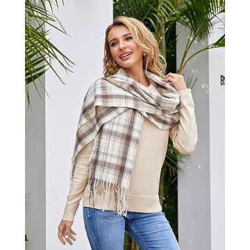 Fuinloth Large Plaid Scarf - Stylish Winter Wrap