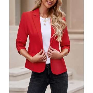 LookbookStore Womens Blazers Cute Jackets for Women Trendy Jackets for Women Fashion Business Casual Jackets Red Size XX-Large Fits Size 4 / Size 6