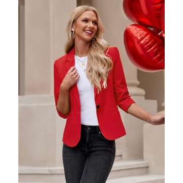 LookbookStore Womens Blazers Cute Jackets for Women Trendy Jackets for Women Fashion Business Casual Jackets Red Size XX-Large Fits Size 4 / Size 6