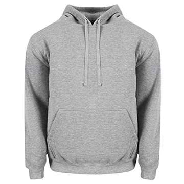 Shaka Wear Men’s Hoodie Sweatshirt – Heavyweight Long Sleeve Fleece Soft Warm Casual Hooded Pullover Sweater Top Black FHP05 H.Grey L