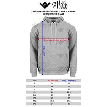 Shaka Wear Men’s Hoodie Sweatshirt – Heavyweight Long Sleeve Fleece Soft Warm Casual Hooded Pullover Sweater Top Black FHP05 H.Grey L