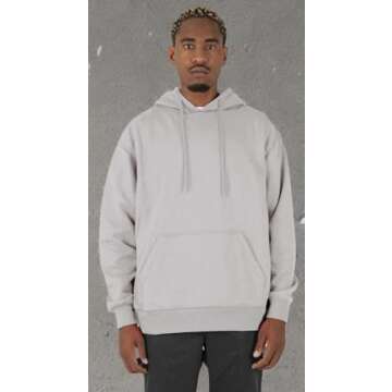 Shaka Wear Men’s Hoodie Sweatshirt – Heavyweight Long Sleeve Fleece Soft Warm Casual Hooded Pullover Sweater Top Black FHP05 H.Grey L