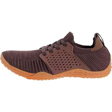 WHITIN Women's Low Zero Drop Shoes Minimalist Barefoot Trail Running Camping Size 7.5-8 Female Wide Toe Box Fitness Workout Sneaker Tennis Brown/Gum 38