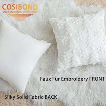 COSIBONO White Christmas Tree Pillow Covers 18x18 inches Set of 2, Snowflake Shaped Faux Fur Throw Pillow Covers for Couch, Winter Holiday Decorations, Farmhouse Soft Plush Pillowcases