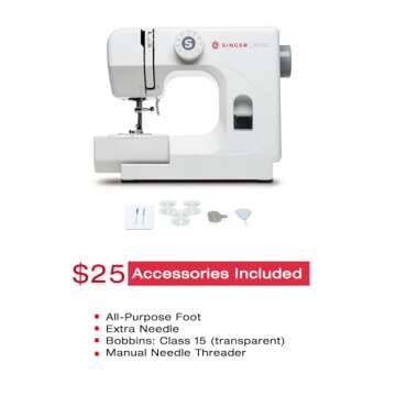 SINGER M1000.662 Lightweight & Portable Sewing Machine With 32 Stitch Applications, LED Light & Top drop-in bobbin for Hems | Great for Mending