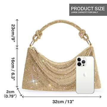 WLLWOO WLLWOO Rhinestone Purses Clutch For Women-Chic Evening Bags,Shiny Crossbody Handbags For Party Club Wedding