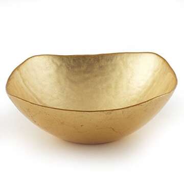 Elegance Atlas Square Gold Glass Bowl, 7.5-inch