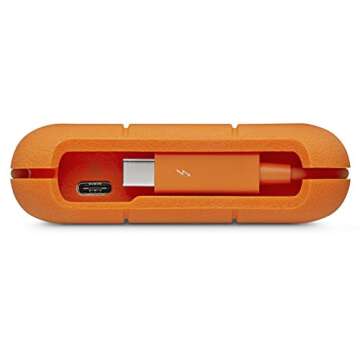 LaCie Rugged USB-C, 4TB, Portable External Hard Drive, Drop, Shock, Dust, Rain Resistant, for Mac & PC (STFR4000800)