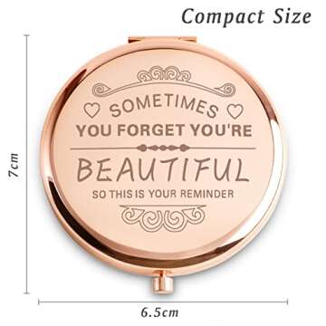 Gifts for Women Girls, Christmas Stocking Stuffers for Teen Adult, Personalized Compact Mirror, Friendship Gifts, Unique Birthday Gifts for Her Friend Grandma Mom Wife Sister Daughter Aunt Niece