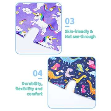 Nymphperi Gymnastics Leotards for Girls 2 Pack Size 5-6 Years Old Sparkly Colorful Dinosaur Biketard with Shorts Shiny Classic Unicorn Swimsuit for Children Birthday Gift