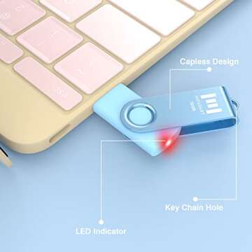 MOSDART 32GB USB Flash Drive 5 Pack, 32 GB Multicolor Multipack USB2.0 Thumb Drives, Swivel Design with LED Light, FAT32 Jump Drive Memory Stick for Computers, Data Storage