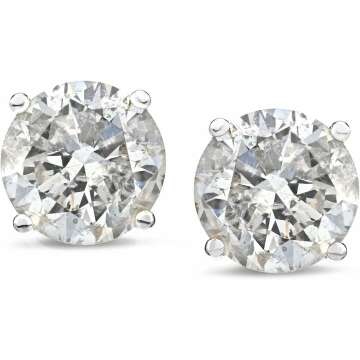 Amazon Collection Certified 14k Gold Diamond with Screw Back and Post Stud Earrings (J-K Color, I1-I2 Clarity)