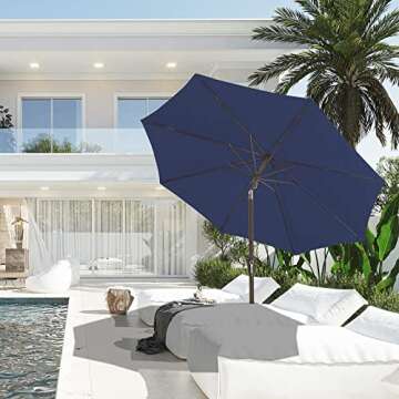 9FT Patio Umbrella with Push Button Tilt & Crank