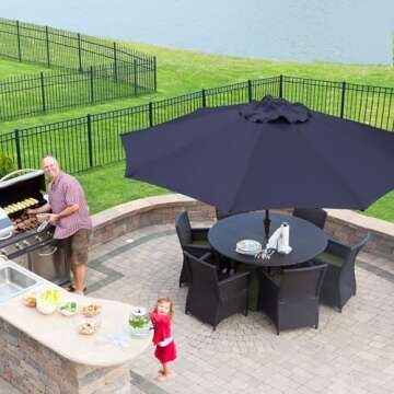 9FT Patio Umbrella with Push Button Tilt & Crank