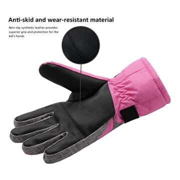 WALSKING Kids Winter Snow&Ski Gloves-3M Thinsulate Waterproof Cold Weather Youth Gloves for Skiing,Snowboarding-Fits Boys and Girls