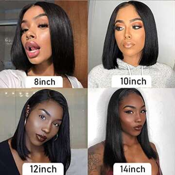 Bob wig Human Hair Lace Front Wigs 13x4x1 T Part Human Hair Wig Short Bob 10inch Human Hair Gluless Wigs 150% Brazilian Virgin Human Hair Wigs Straight Hair Natural Color for black women