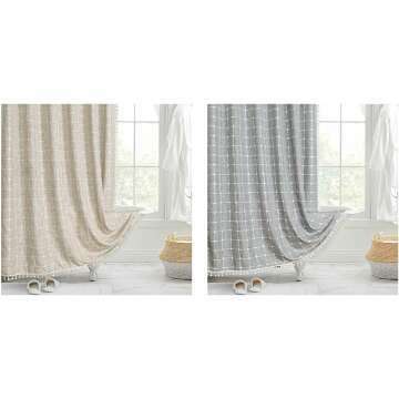 Modern Waterproof Shower Curtain Comfortable and Easy to Clean Waterproof Bathroom Curtain Polyester Shower Curtains, Large Plaid Gray