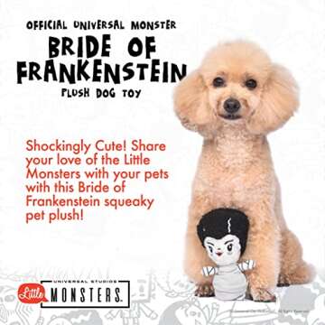 Universal Studios Horror 6" Plush Bride of Frankenstein Toy for Dogs | Little Monsters Bride of Frankenstein Plush Dog Toy | Horror Movie Toys for Dogs, Official Universal Monsters Pet Products