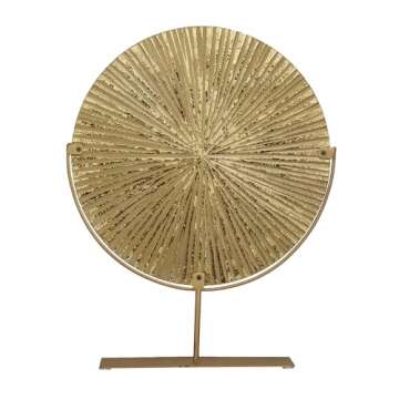 CosmoLiving by Cosmopolitan Wood Starburst Decorative Sculpture Carved Home Decor Statue with Stand, Accent Figurine 18" x 4" x 23", Gold