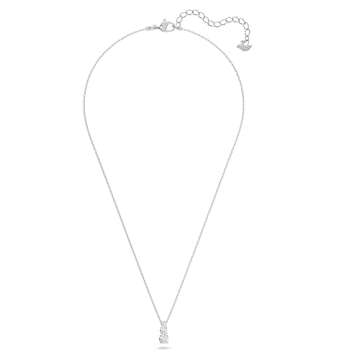 Swarovski Stilla Attract Trilogy Round Pendant Necklace - Women's White Round Crystal Pendant with Rhodium Plated Chain