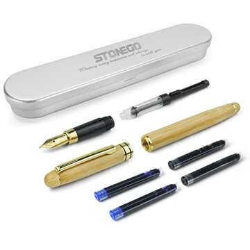 STONEGO Bamboo Luxury Fountain Pen/Signature Pen Ink 0.5mm for Gifts Decoration Writing Office Fountain Pen Stationery