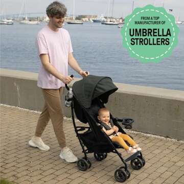 Summer by Ingenuity 3Dlite Convenience Stroller, Lightweight Travel Stroller, UPF 50+ Canopy, Cup Holder & Snack Tray, Green - Age 6 Months Up to 50 Lbs.