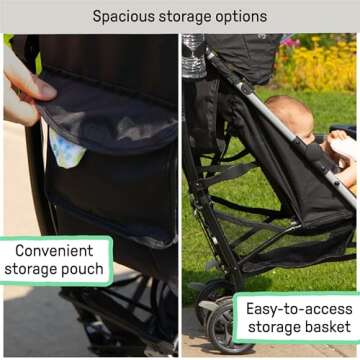 Summer by Ingenuity 3Dlite Convenience Stroller, Lightweight Travel Stroller, UPF 50+ Canopy, Cup Holder & Snack Tray, Green - Age 6 Months Up to 50 Lbs.