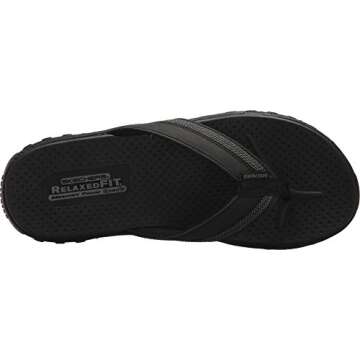 Skechers mens Relaxed Fit-reggae-cobano Flip Flop, Black, 9 US