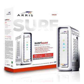 ARRIS SURFboard - SB8200 - Renewed - DOCSIS 3.1 Cable Modem, Approved for Comcast Xfinity, Cox, Charter Spectrum, & more, Two 1 Gbps Ports, 1 Gbps Max Internet Speeds, 4 OFDM Channels - Renewed