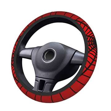 Red Spider Web Steering Wheel Cover Universal 15 Inch Cute Car Accessories Protector for Women Men